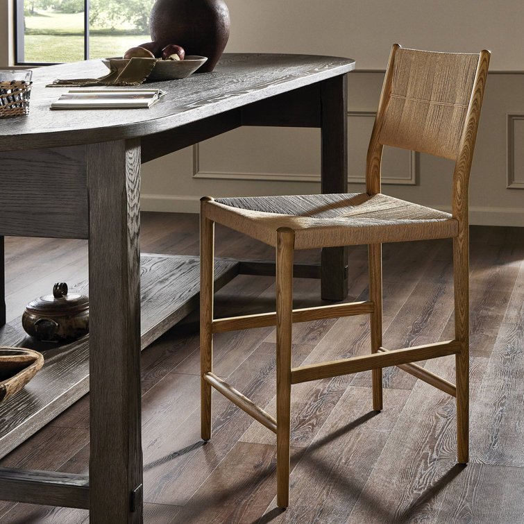 Natural Ash Wood Bar Stool with Paper Cord Seat