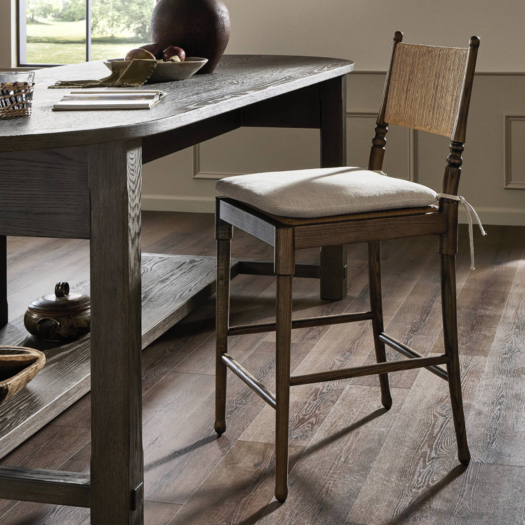 Broadway Dune Wood and Leather Counter Stool