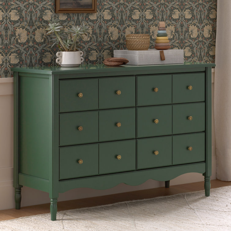 Forest Green Double Dresser with Six Drawers