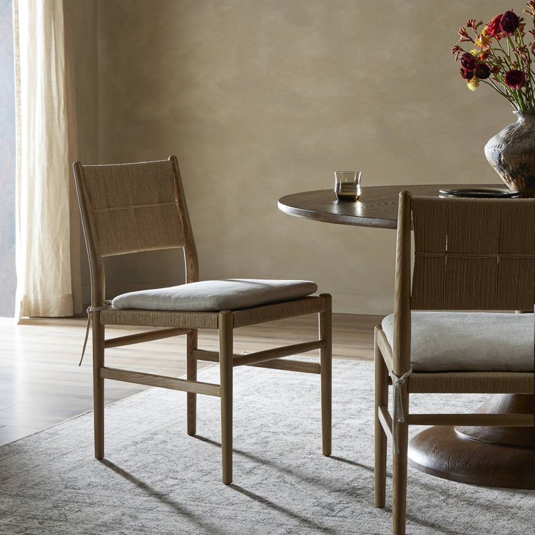 Dune Natural Wood Side Chair with Linen Cushion