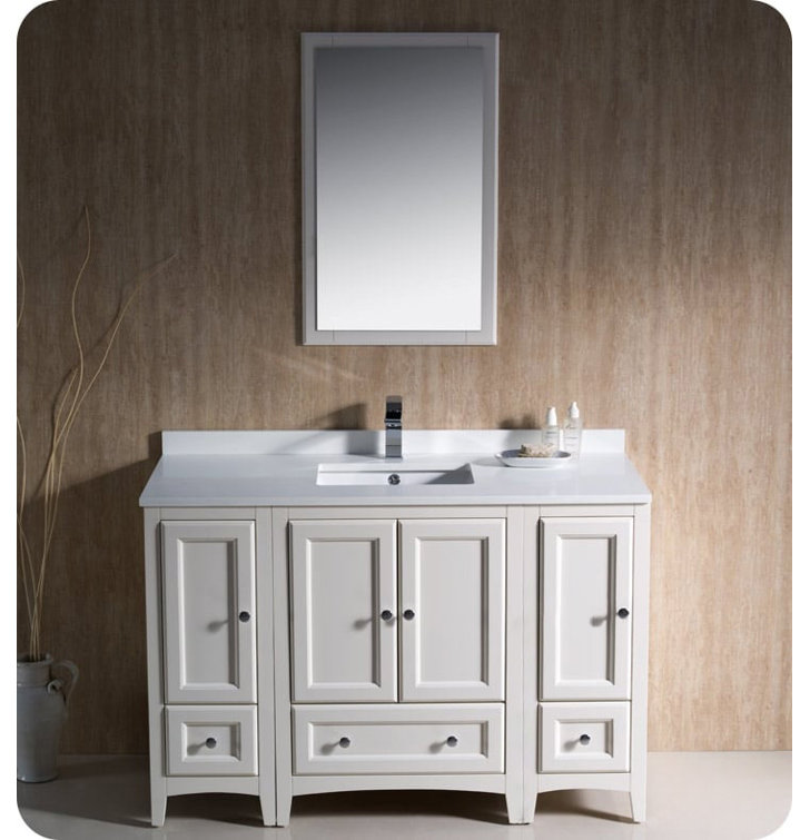 Oxford 48" Antique White Engineered Wood Freestanding Bathroom Vanity Base