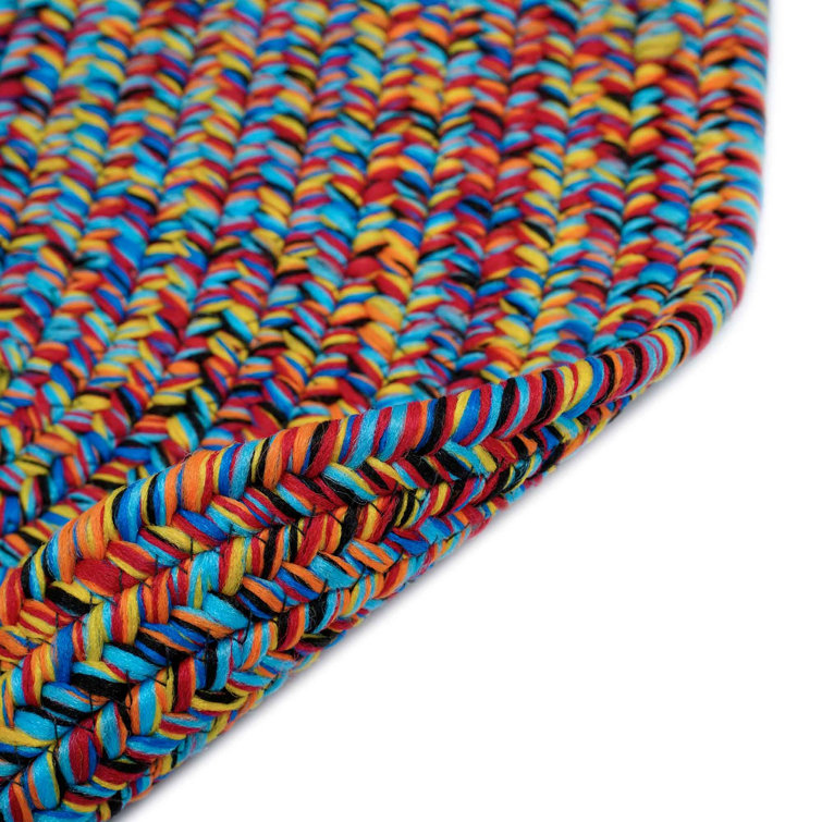 Bright Multi Oval Braided Synthetic Indoor/Outdoor Rug