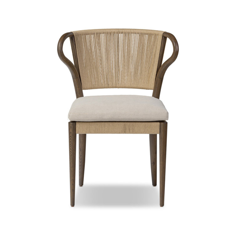 Dune Oak Armless Side Chair with Linen Cushion
