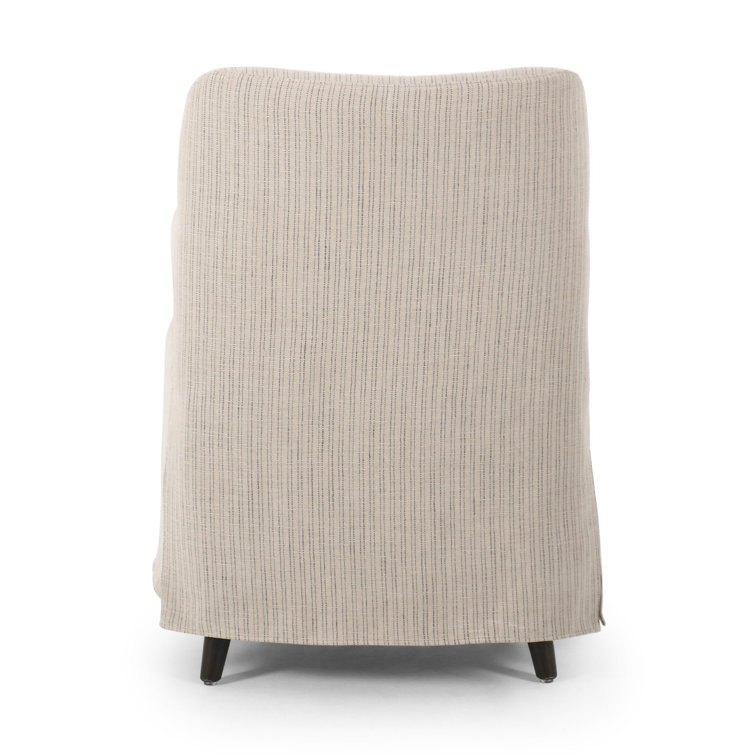 Laine Navy Upholstered Linen Arm Chair with Wood Frame