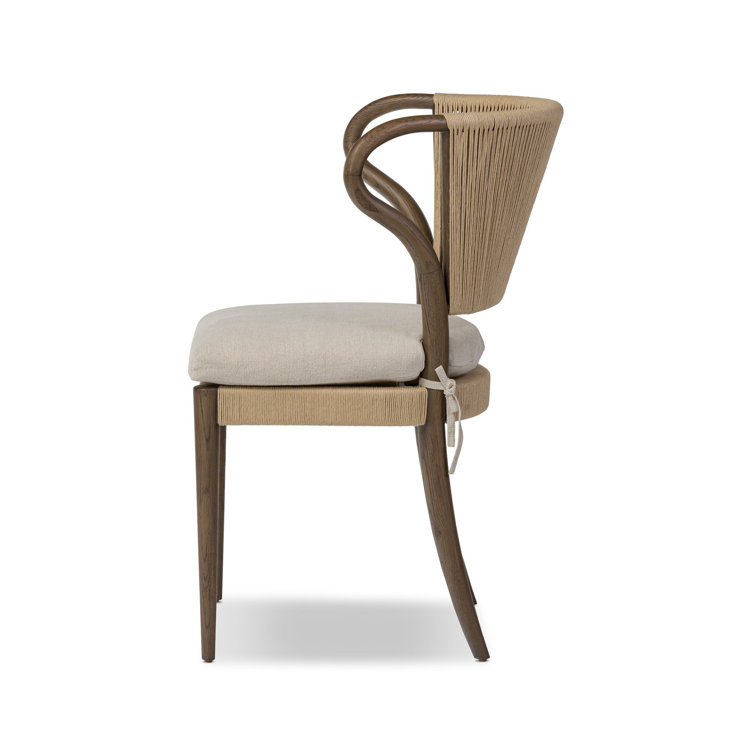Dune Oak Armless Side Chair with Linen Cushion