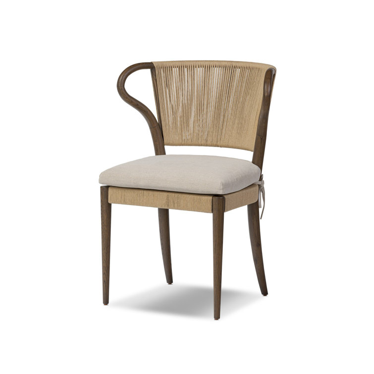Dune Oak Armless Side Chair with Linen Cushion