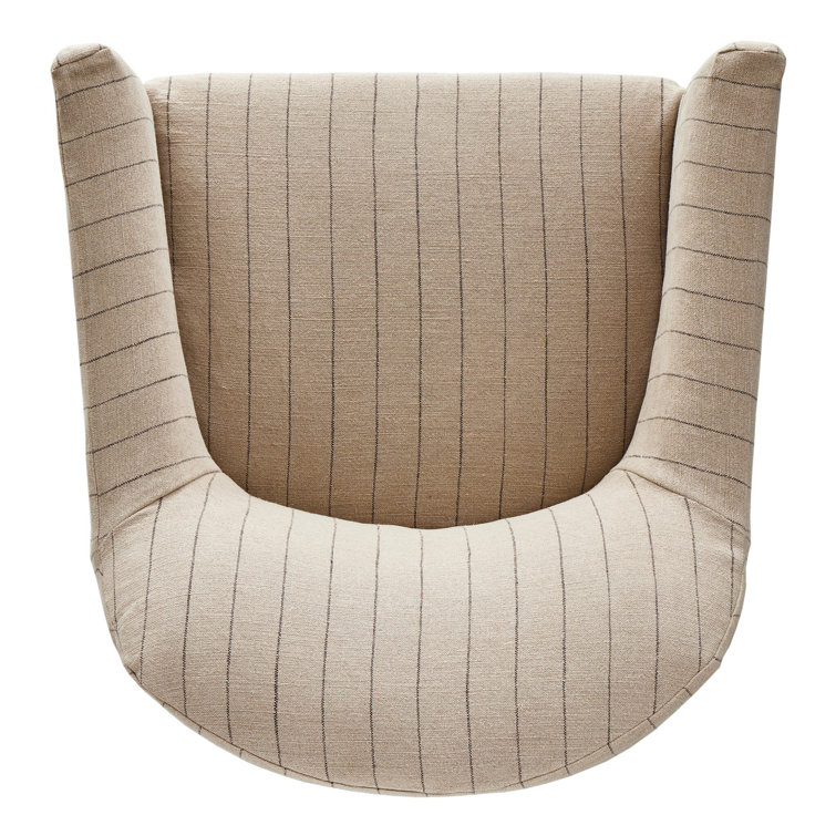 Beige Pine Swivel Club Chair with Slipcover