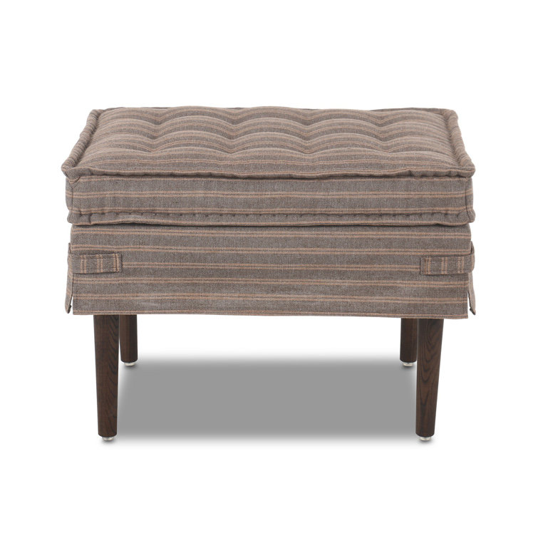 Bark Tufted Square Ottoman with Wood Legs, 24"