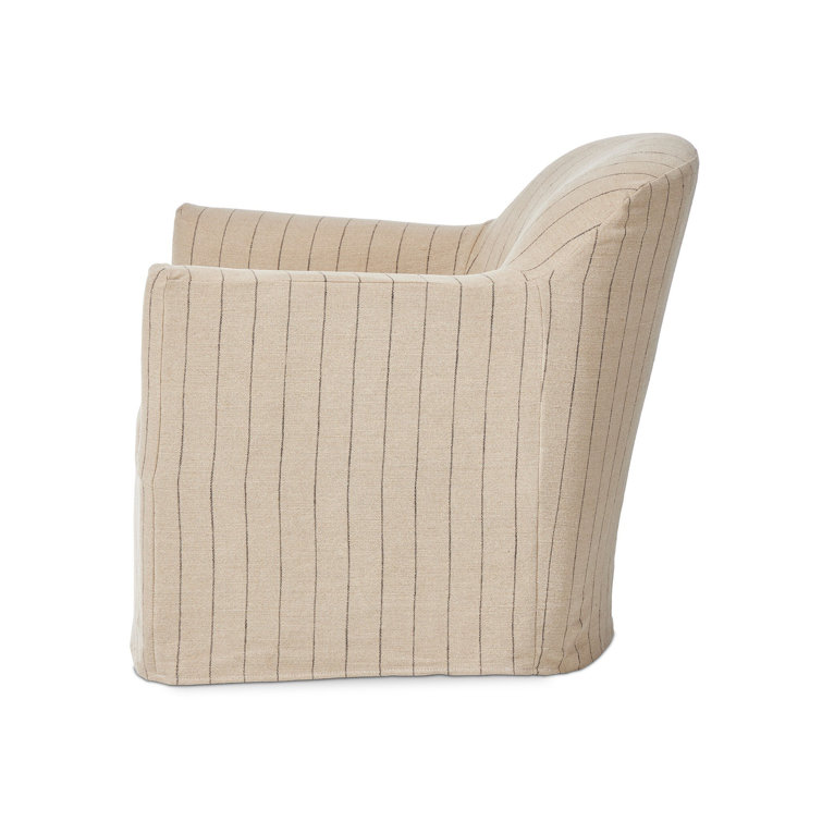Beige Pine Swivel Club Chair with Slipcover