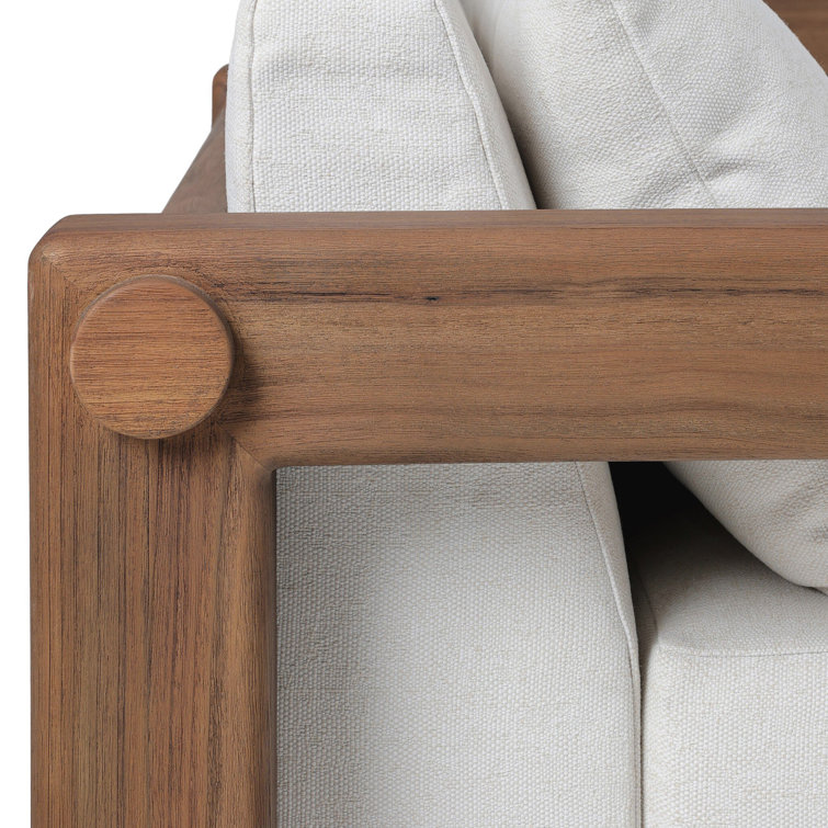 Ivory Wood Frame 94" Indoor/Outdoor Sofa