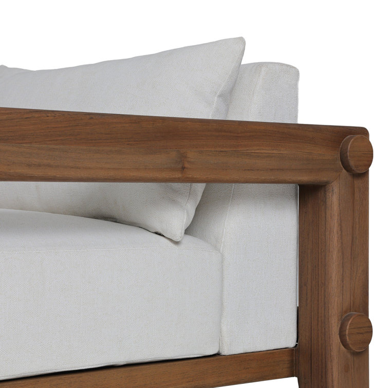 Ivory Upholstered Wooden Indoor/Outdoor Accent Chair