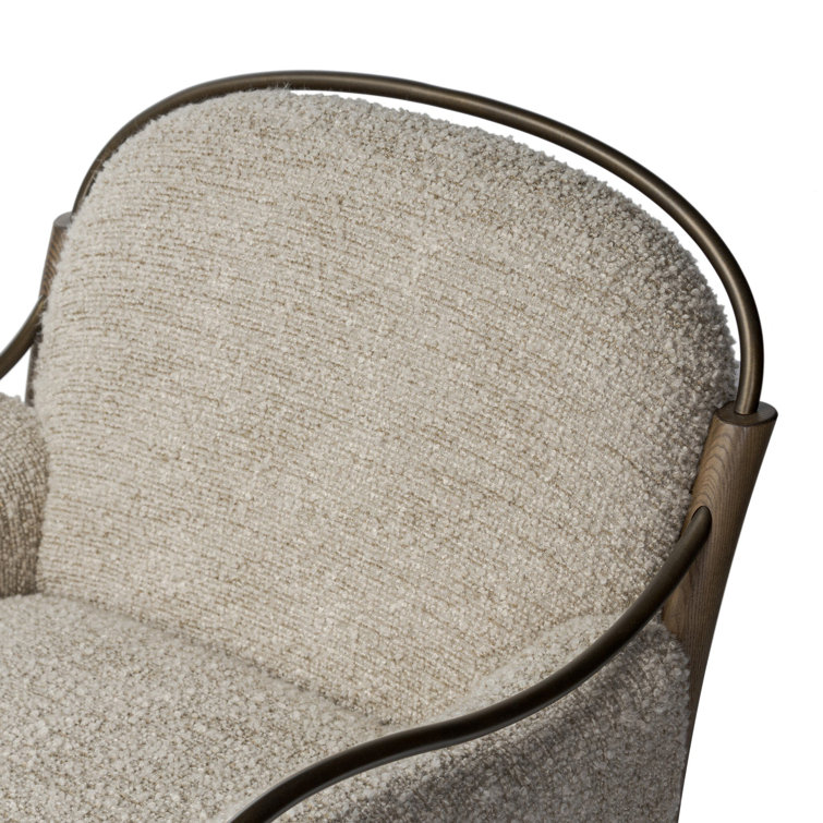 Stone Upholstered Walnut-Framed Chaise Lounge