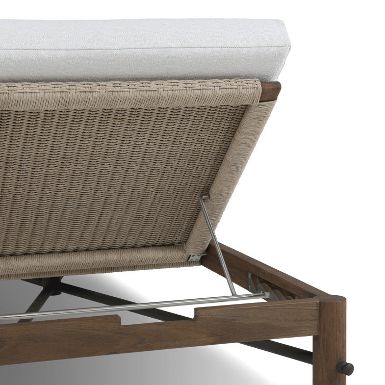Alessi Linen Teak and Metal Outdoor Chaise Lounger with Cushions
