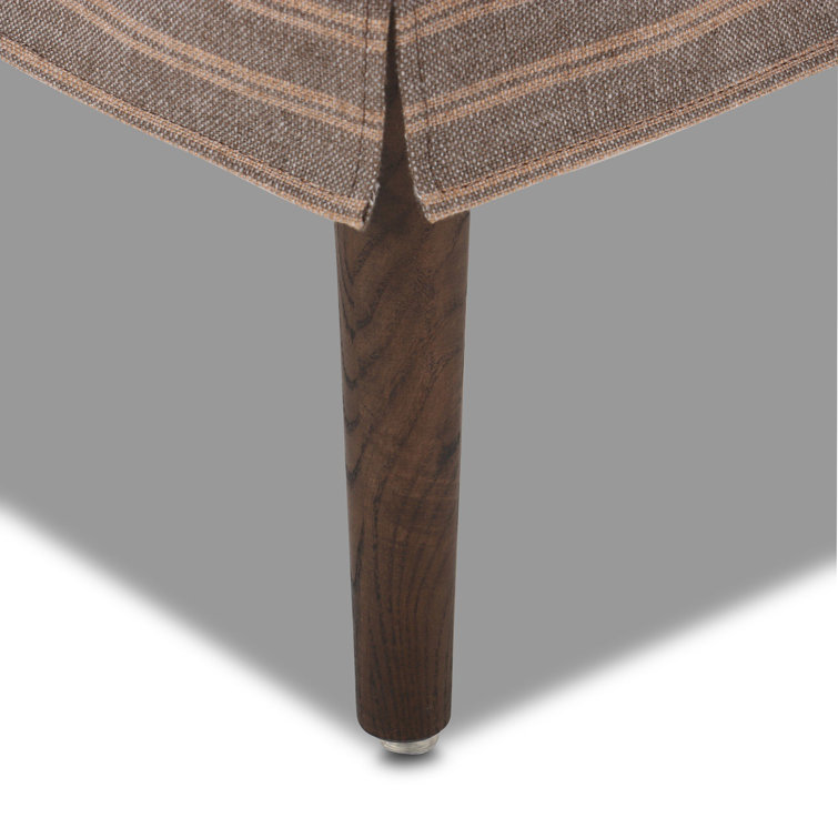 Bark Tufted Square Ottoman with Wood Legs, 24"