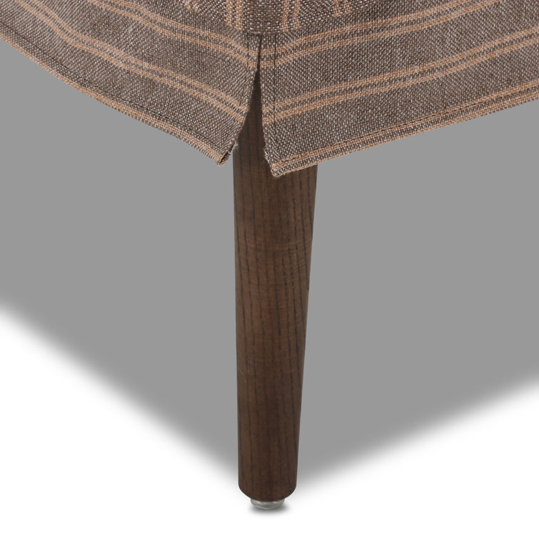 Cole 52" Bark Linen Tufted Accent Bench with Oak Legs