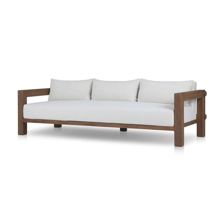 Ivory Wood Frame 94" Indoor/Outdoor Sofa