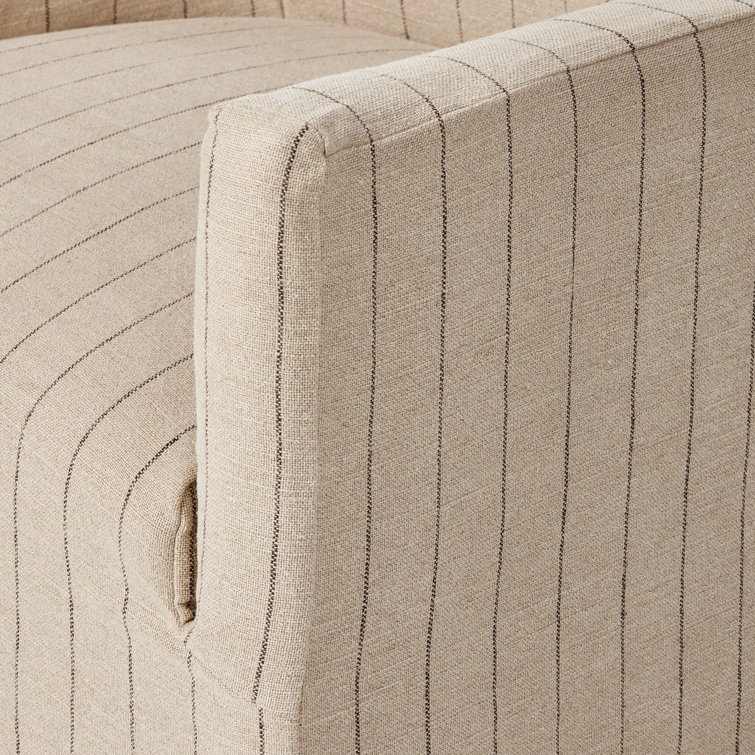 Beige Pine Swivel Club Chair with Slipcover