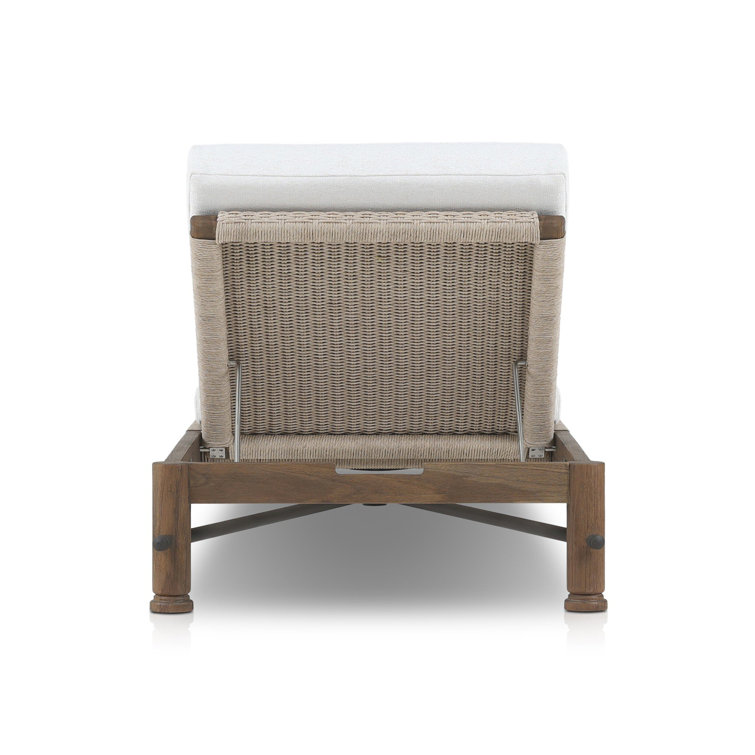 Alessi Linen Teak and Metal Outdoor Chaise Lounger with Cushions