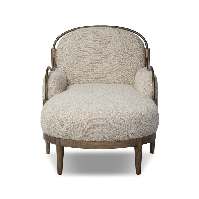 Stone Upholstered Walnut-Framed Chaise Lounge