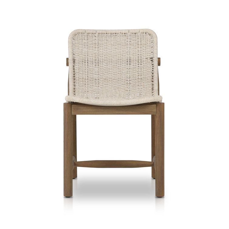 Vintage White Woven Seat and Back Indoor/Outdoor Dining Chair