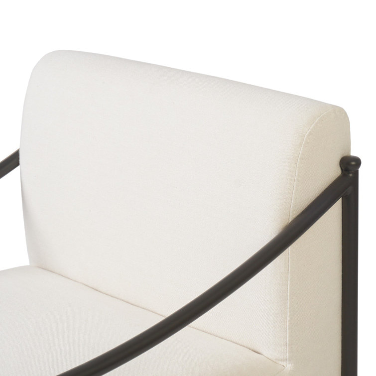 Flax Upholstered Metal Frame Indoor/Outdoor Dining Chair