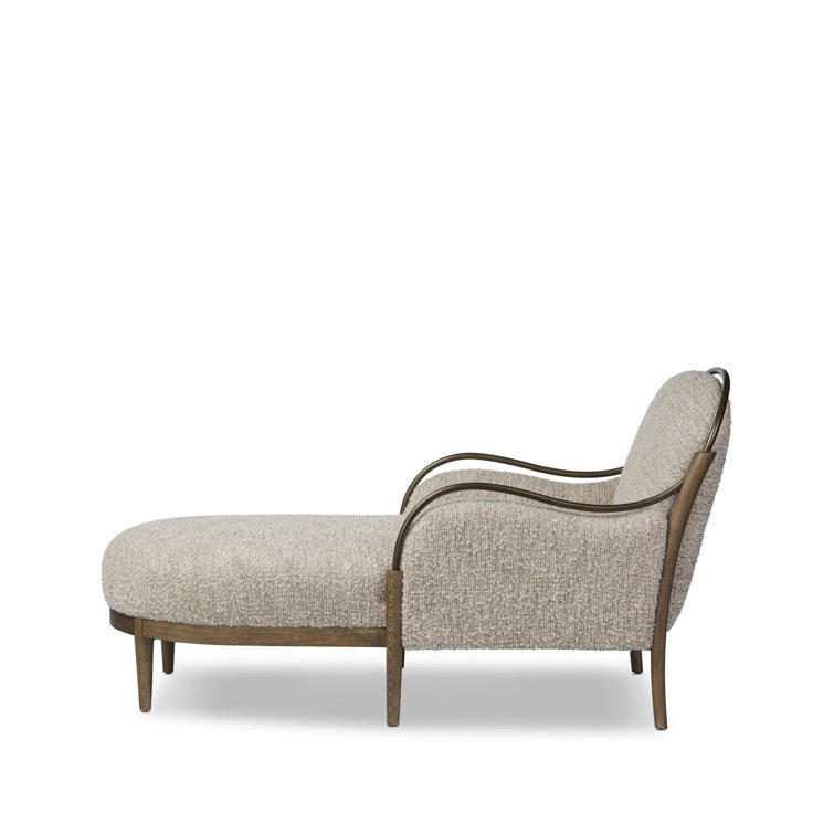 Stone Upholstered Walnut-Framed Chaise Lounge