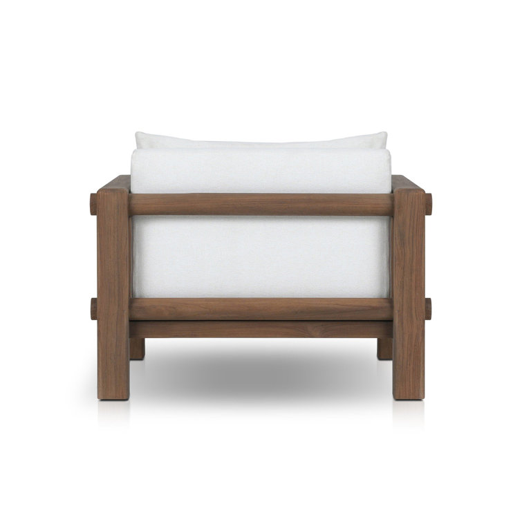 Ivory Upholstered Wooden Indoor/Outdoor Accent Chair