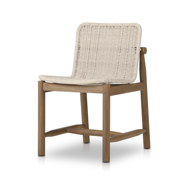 Vintage White Woven Seat and Back Indoor/Outdoor Dining Chair