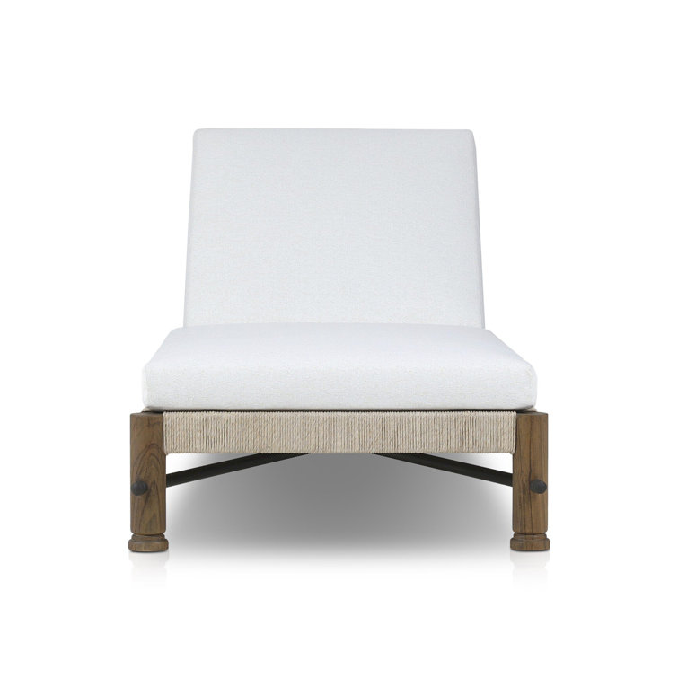 Alessi Linen Teak and Metal Outdoor Chaise Lounger with Cushions