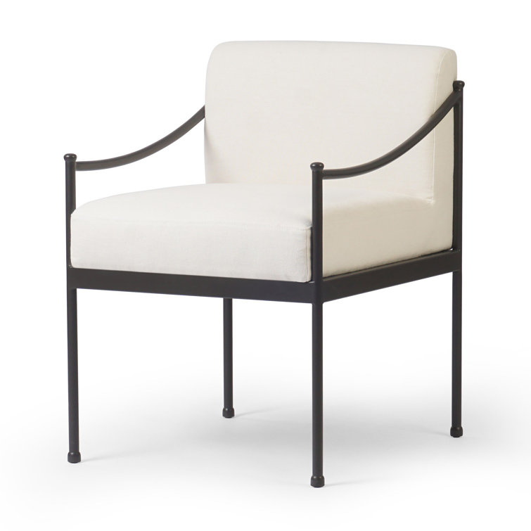 Flax Upholstered Metal Frame Indoor/Outdoor Dining Chair