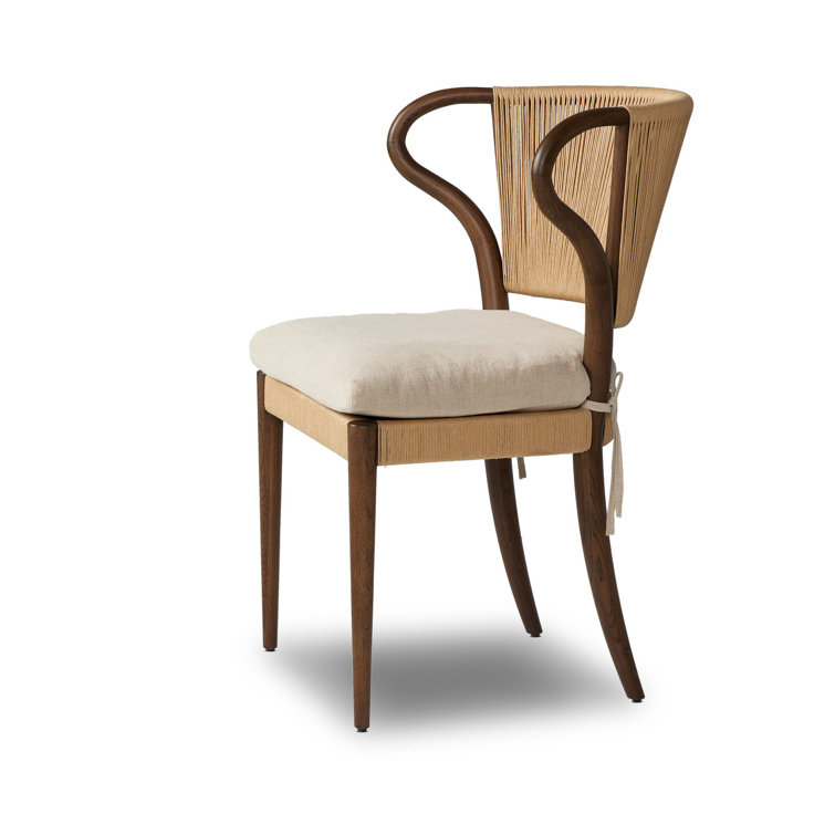 Dune Oak Armless Side Chair with Linen Cushion