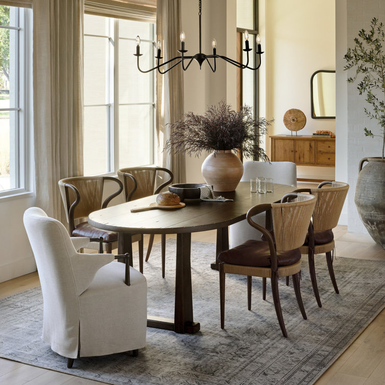 Mahogany Leather and Wood Side Chair with Rush Back