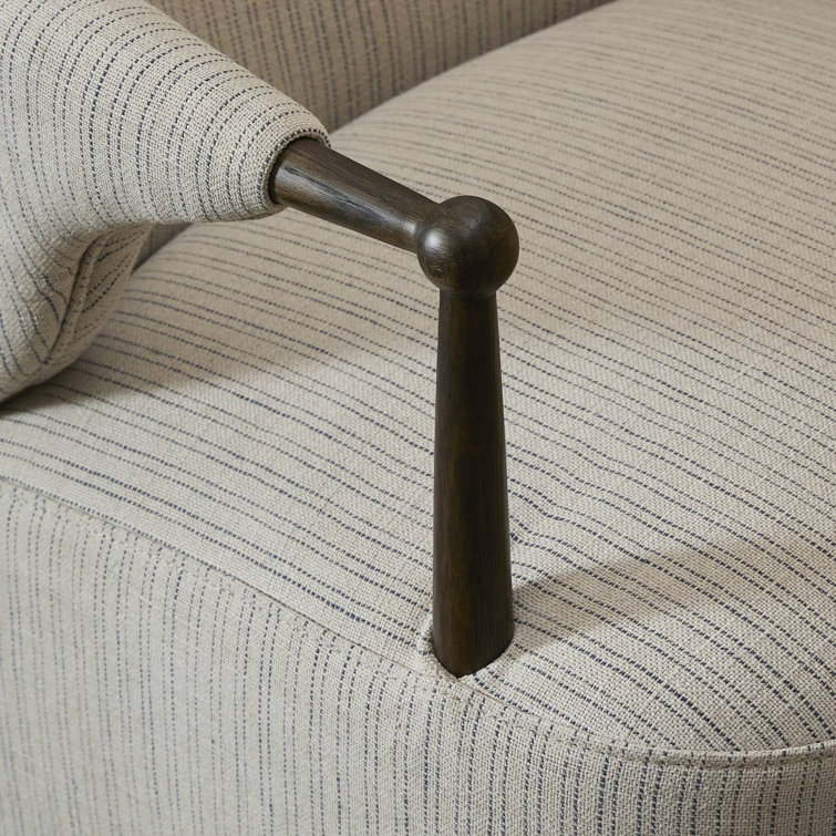 Laine Navy Upholstered Linen Arm Chair with Wood Frame