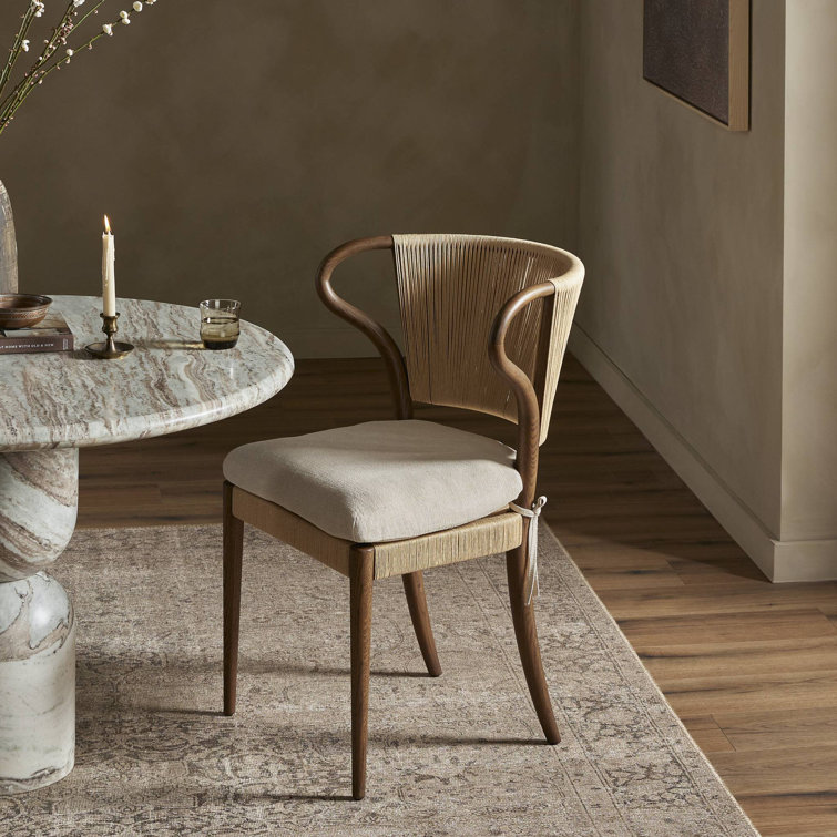Dune Oak Armless Side Chair with Linen Cushion