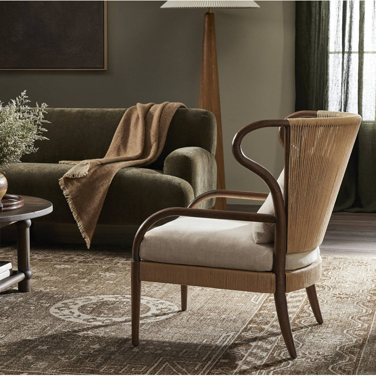 Broadway Dune Linen and Wood Accent Chair