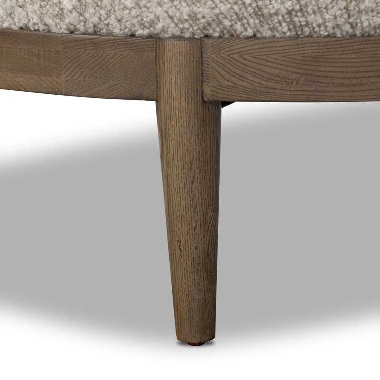 Stone Upholstered Walnut-Framed Chaise Lounge