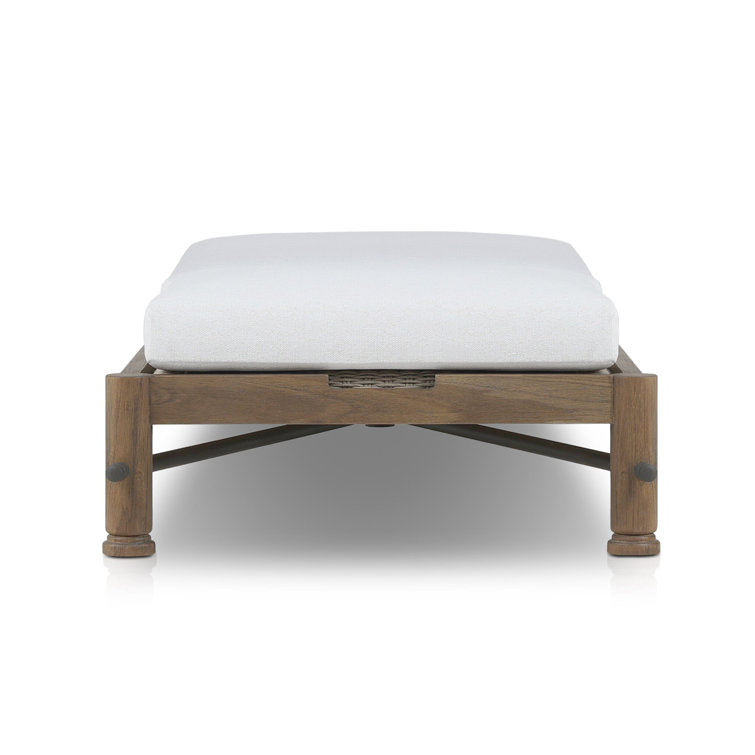 Alessi Linen Teak and Metal Outdoor Chaise Lounger with Cushions