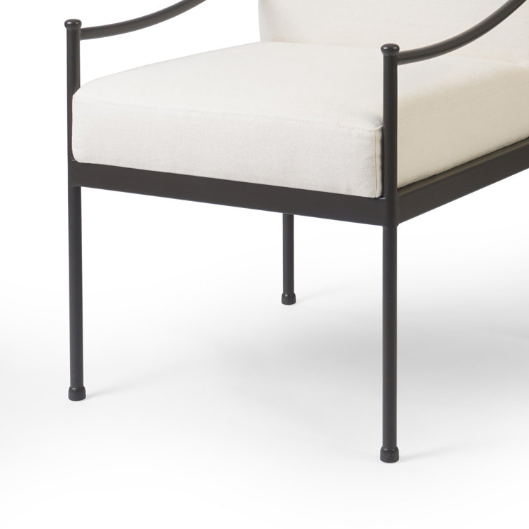 Flax Upholstered Metal Frame Indoor/Outdoor Dining Chair
