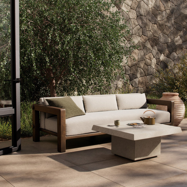 Ivory Wood Frame 94" Indoor/Outdoor Sofa
