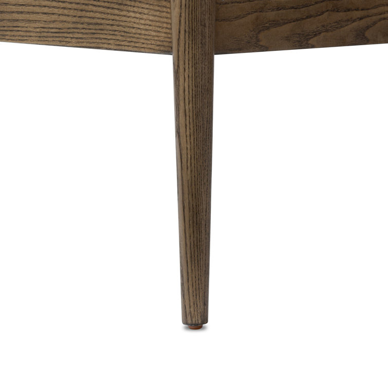 Stone and Brown Wood Accent Chair with Brass Frame