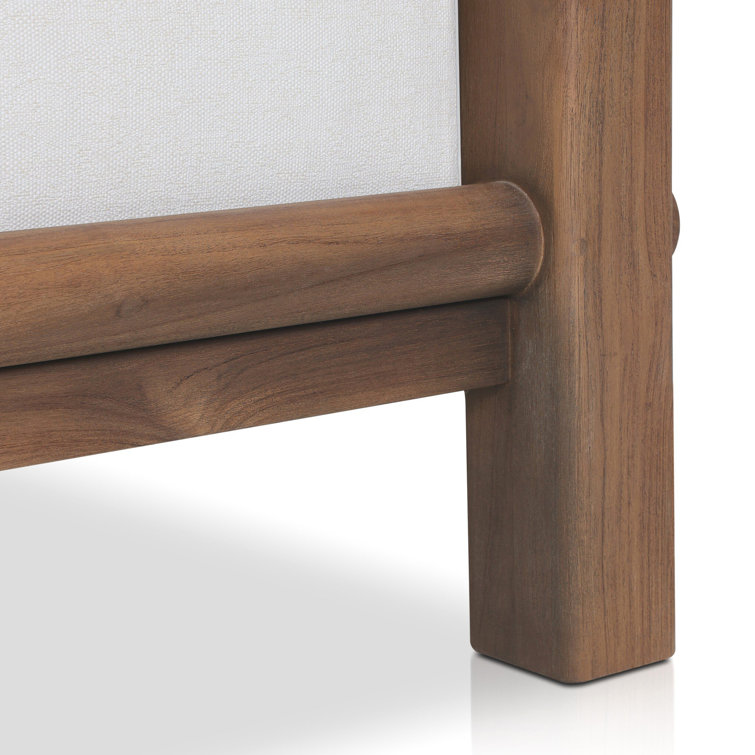 Ivory Upholstered Wooden Indoor/Outdoor Accent Chair