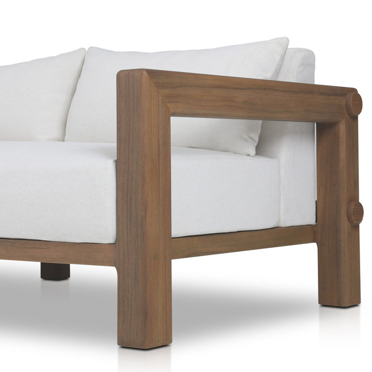 Ivory Wood Frame 94" Indoor/Outdoor Sofa