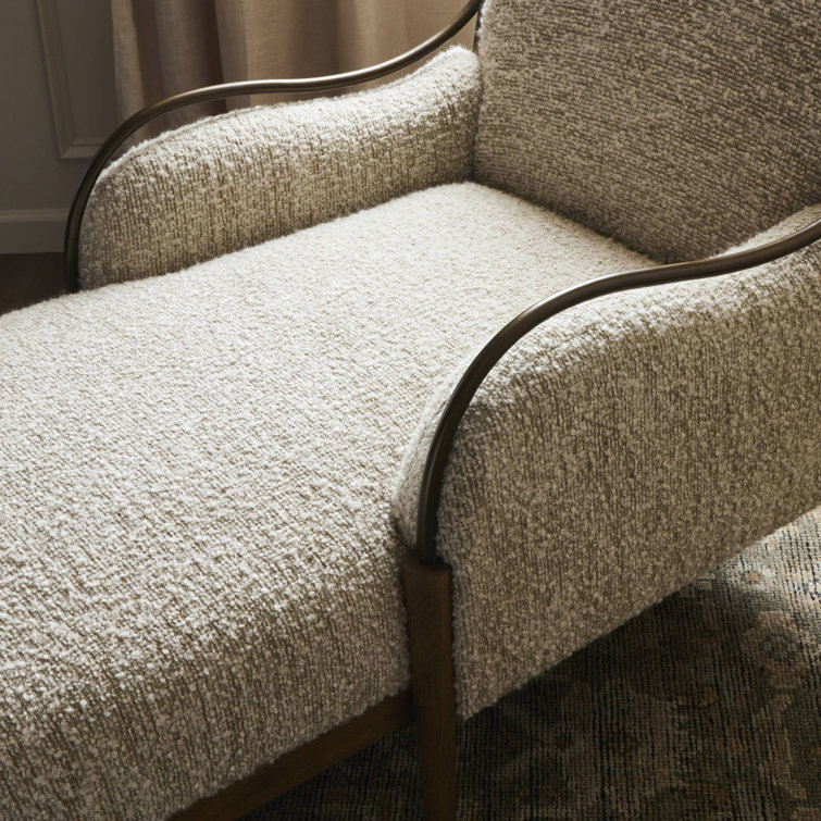 Stone Upholstered Walnut-Framed Chaise Lounge