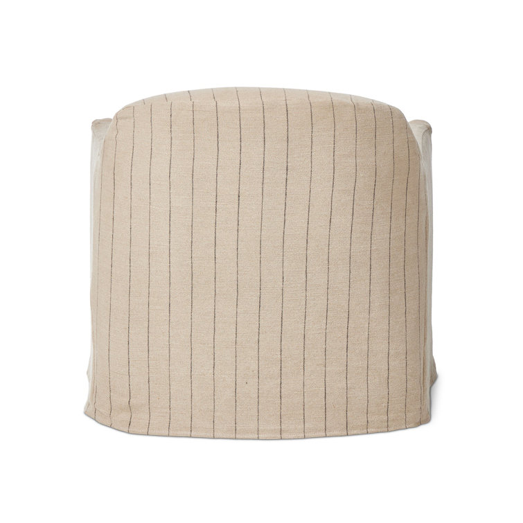 Beige Pine Swivel Club Chair with Slipcover