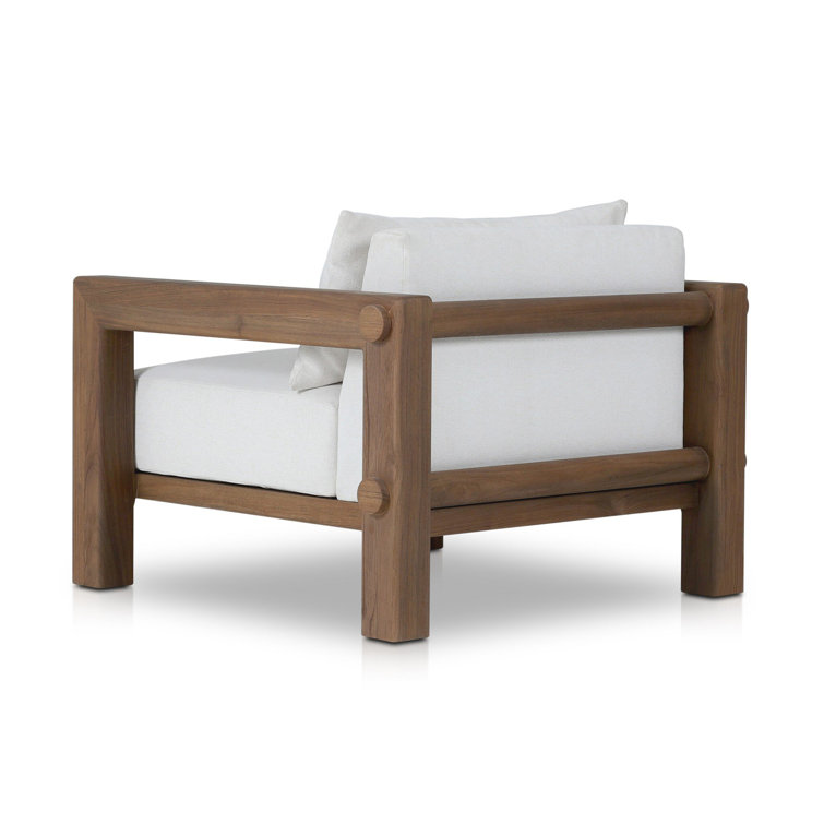Ivory Upholstered Wooden Indoor/Outdoor Accent Chair