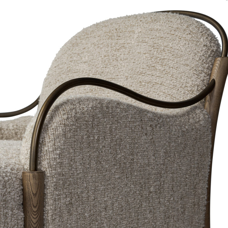 Stone Upholstered Walnut-Framed Chaise Lounge