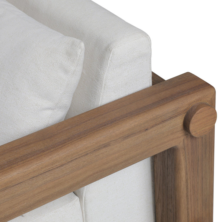 Ivory Wood Frame 94" Indoor/Outdoor Sofa