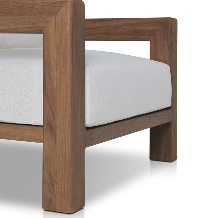 Ivory Upholstered Wooden Indoor/Outdoor Accent Chair