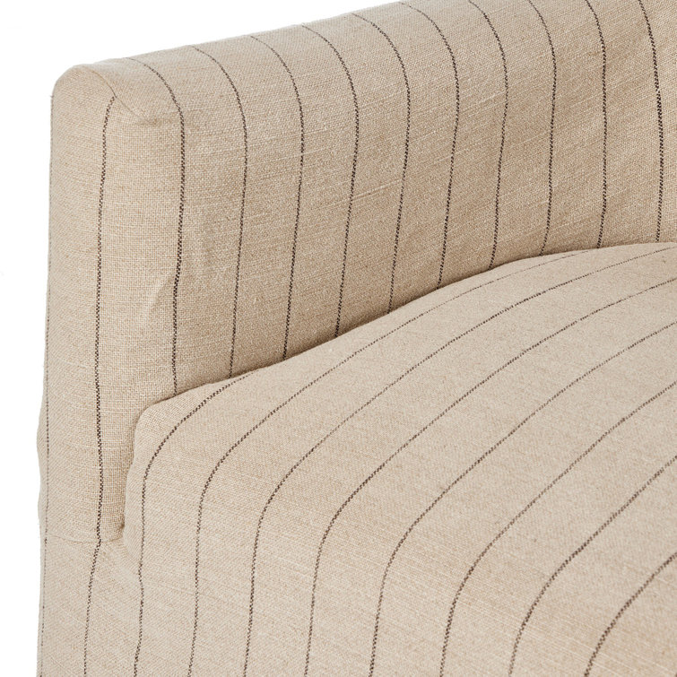 Beige Pine Swivel Club Chair with Slipcover