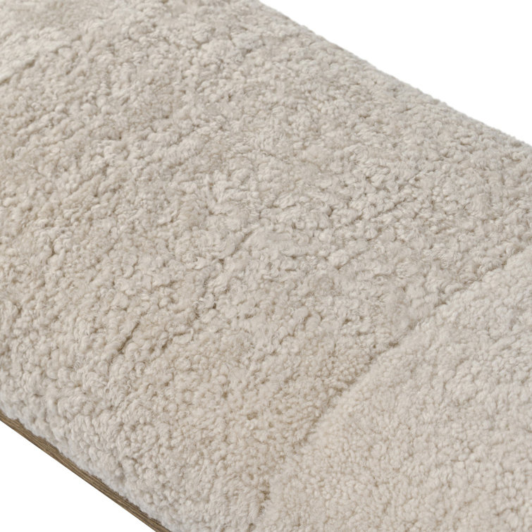 Demi 76" Beige Shearling and Iron Accent Bench